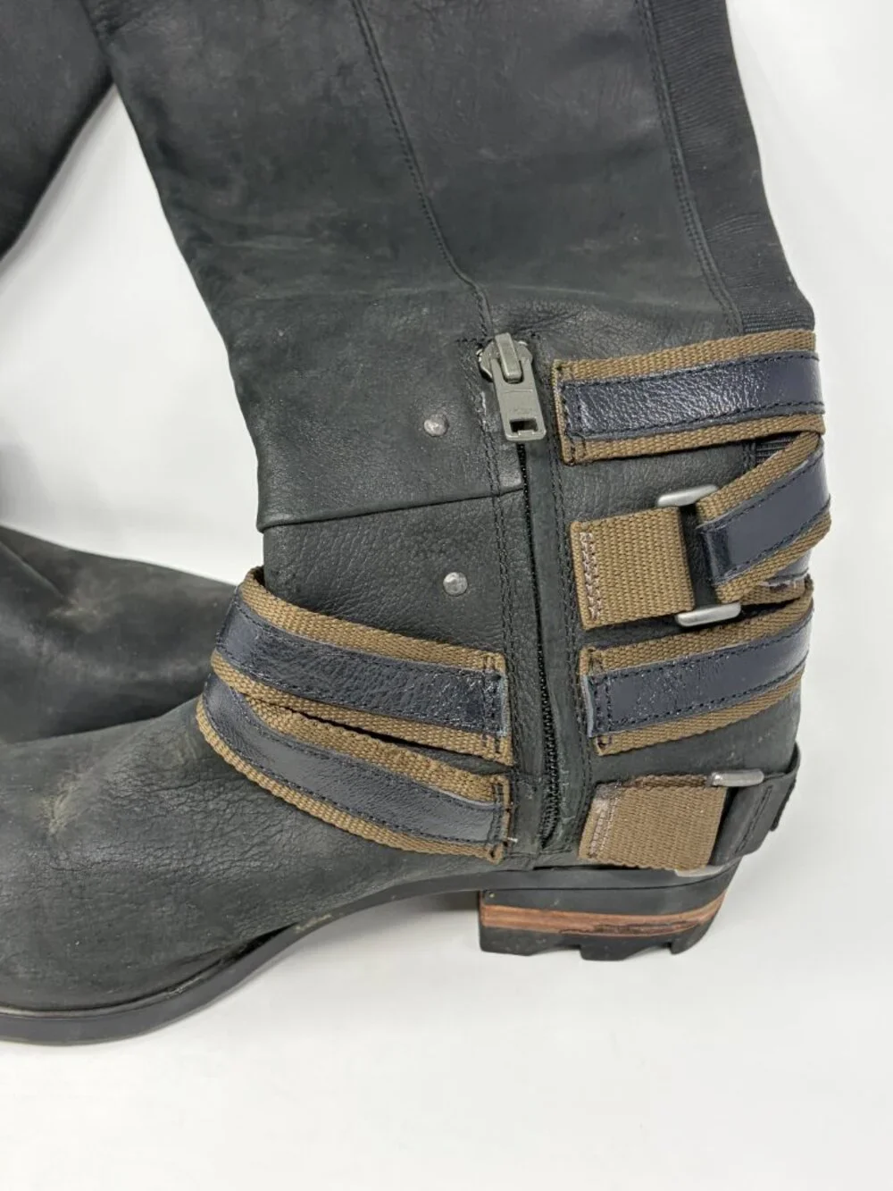 Sorel Lolla Tall boots 9 black brown accents leather waterproof knee high *small